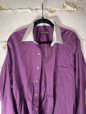 Donald J. Trump Signature Collection Purple Dress Shirt with White Contrast Coll
